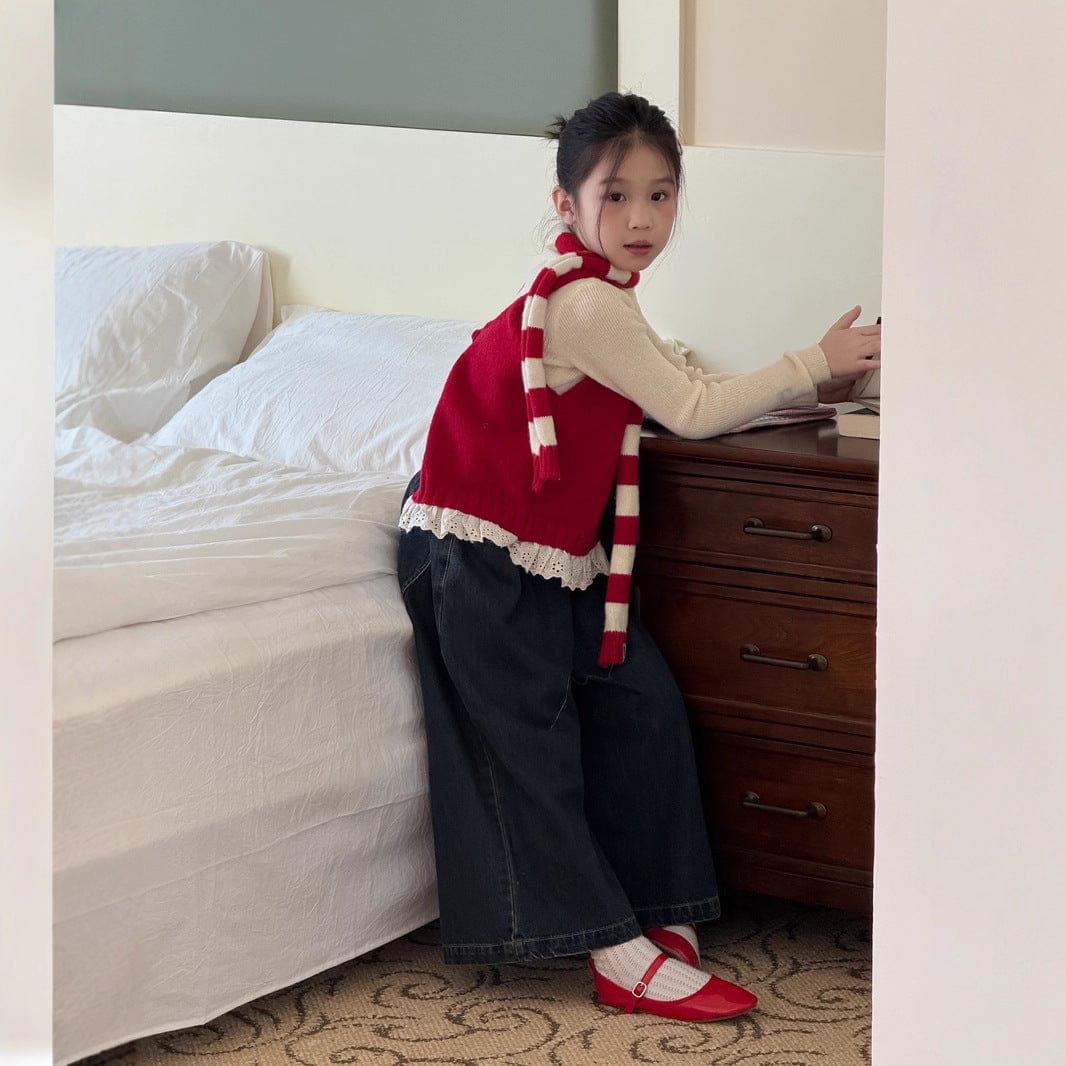 ベスト レイヤードレースタンクトップ ニットベスト/インナー長袖Tシャツ【mh0010956】