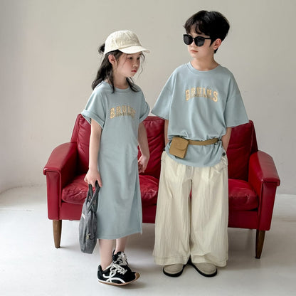 半袖ワンピース レターロゴ半袖Tシャツワンピース/半袖Tシャツ【mh0010041】