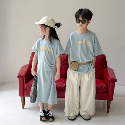 半袖ワンピース レターロゴ半袖Tシャツワンピース/半袖Tシャツ【mh0010041】