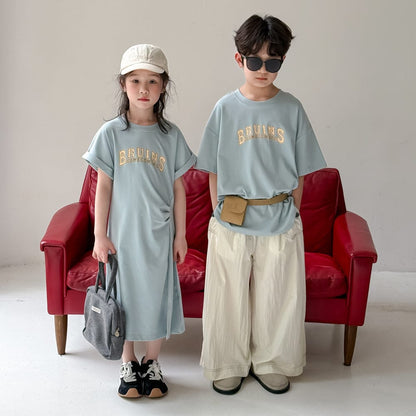 半袖ワンピース レターロゴ半袖Tシャツワンピース/半袖Tシャツ【mh0010041】