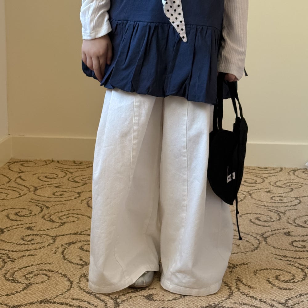 ロングパンツ・スウェットパンツ White / 90cm 無地ストレートワイドパンツ ゆったりカジュアルロングパンツ【mh0010777】