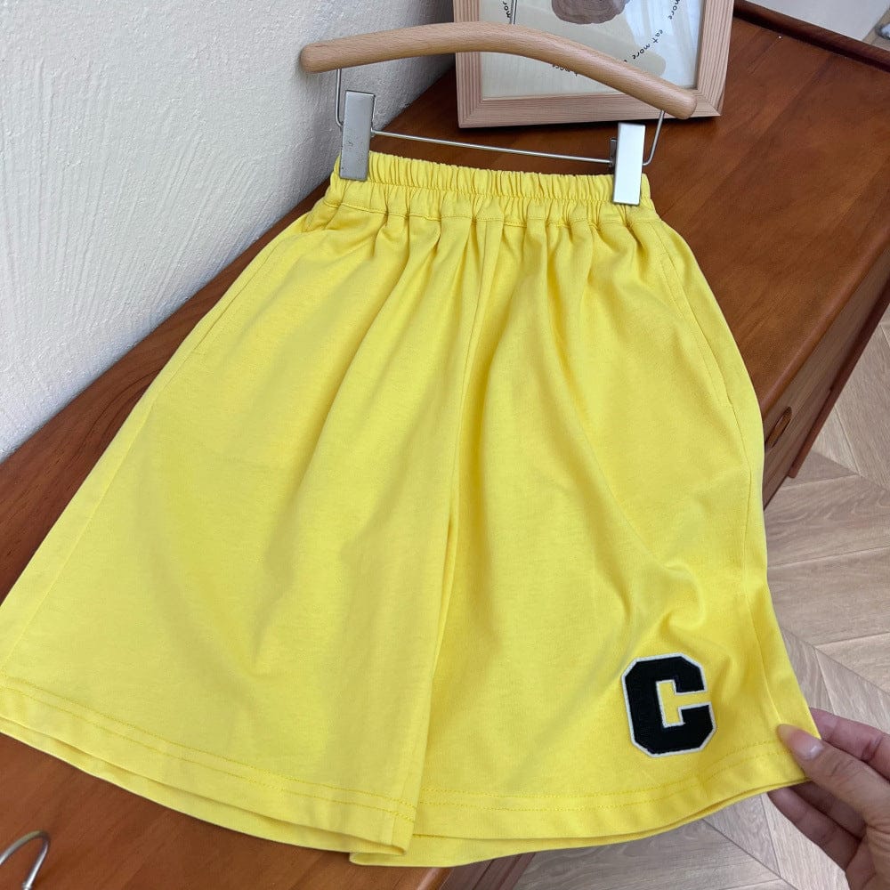 ロングパンツ・スウェットパンツ Yellow / 90cm レターロゴアップリケワイドルーズクロップドパンツ【mh0010069】