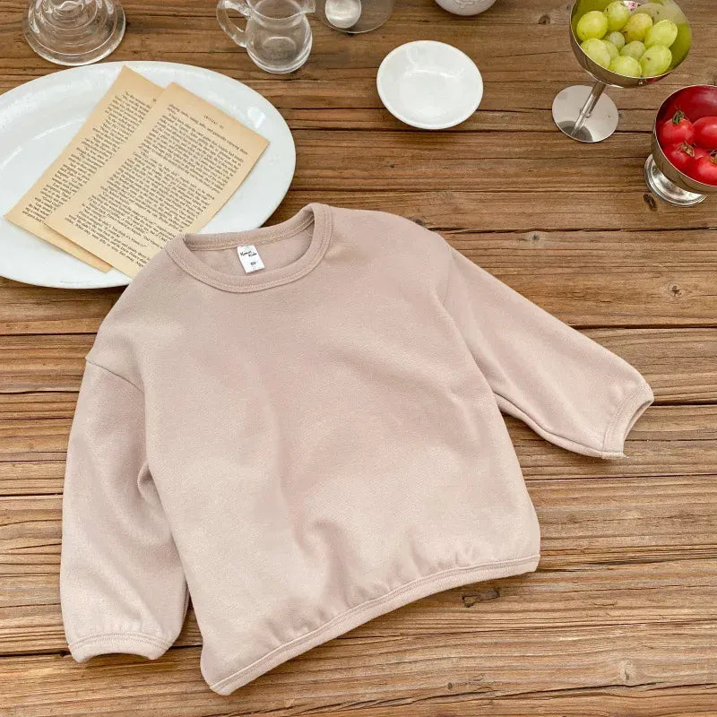 長袖Tシャツ apricot / 80cm 9-12M キッズトップス シンプルベーシックボーダー/無地長袖Tシャツ【mh0007645】