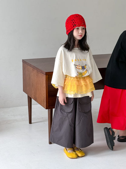 半袖Tシャツ Apricot / 90cm レターバナナプリント半袖Tシャツ【mh0010056】