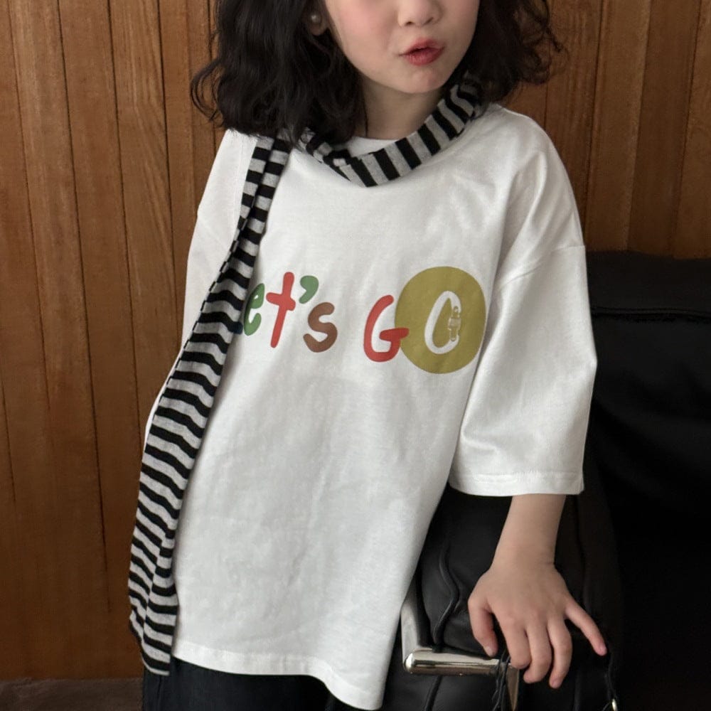 半袖Tシャツ Beige / 90cm カラフルレターロゴプリント半袖Tシャツ【mh0009679】