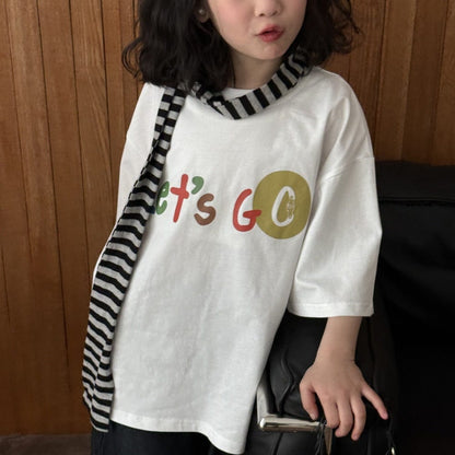 半袖Tシャツ Beige / 90cm カラフルレターロゴプリント半袖Tシャツ【mh0009679】