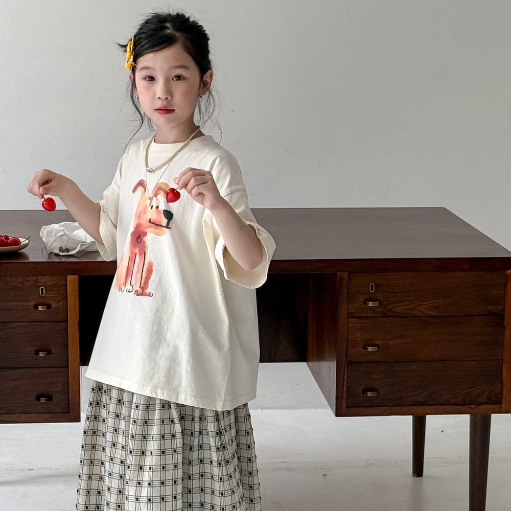 半袖Tシャツ Beige / 90cm ドッグプリント半袖Tシャツ【mh0010066】