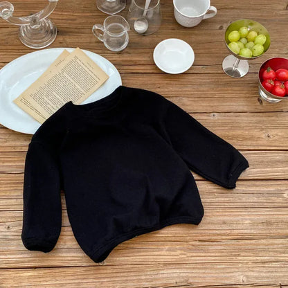 長袖Tシャツ black / 80cm 9-12M キッズトップス シンプルベーシックボーダー/無地長袖Tシャツ【mh0007645】