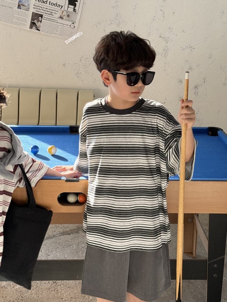 半袖Tシャツ Black / 90cm レトロボーダー半袖Tシャツ【mh0009688】