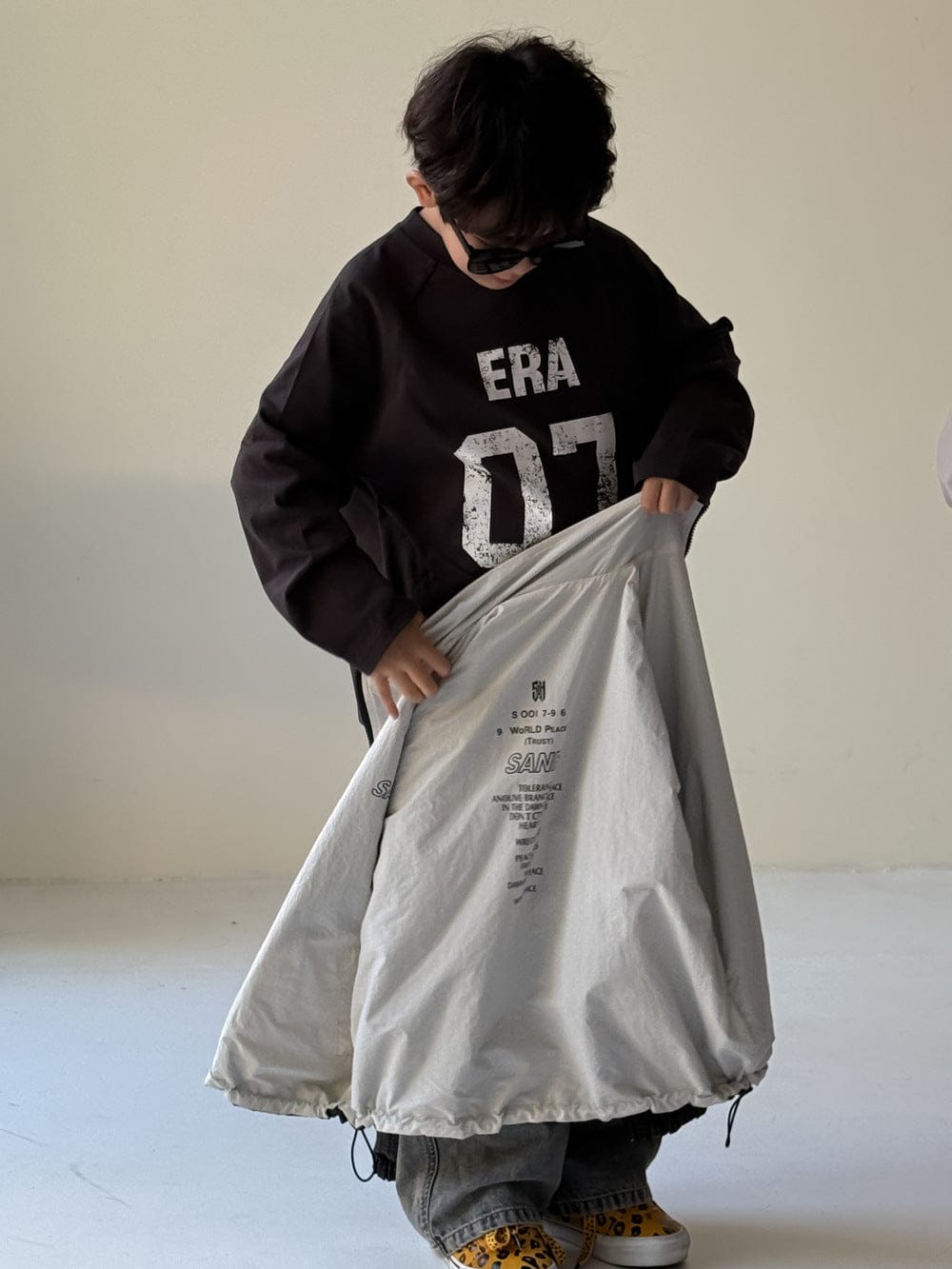 長袖Tシャツ Black / 90cm ナンバーロゴプリントルーズ長袖Tシャツ【mh0010940】