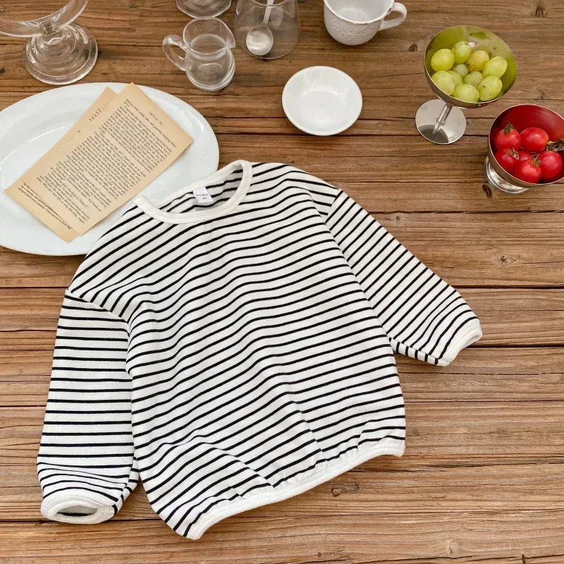 長袖Tシャツ black stripe / 80cm 9-12M キッズトップス シンプルベーシックボーダー/無地長袖Tシャツ【mh0007645】