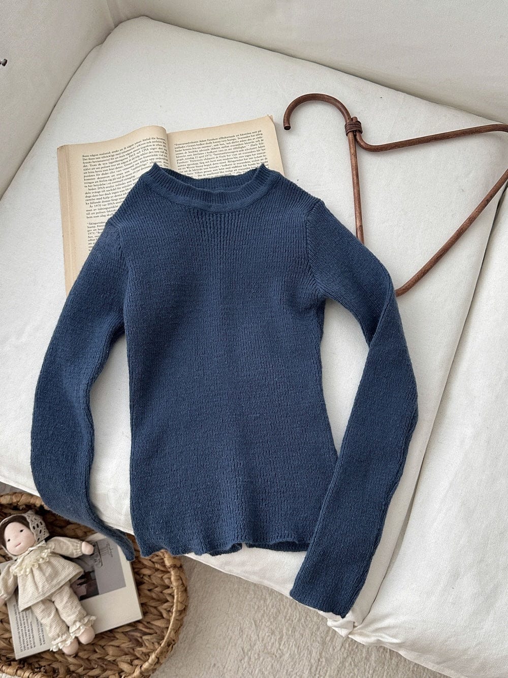 長袖Tシャツ Blue / 90cm 韓国風タートルネックリブニットプルオーバー/セータ【mh0010768】