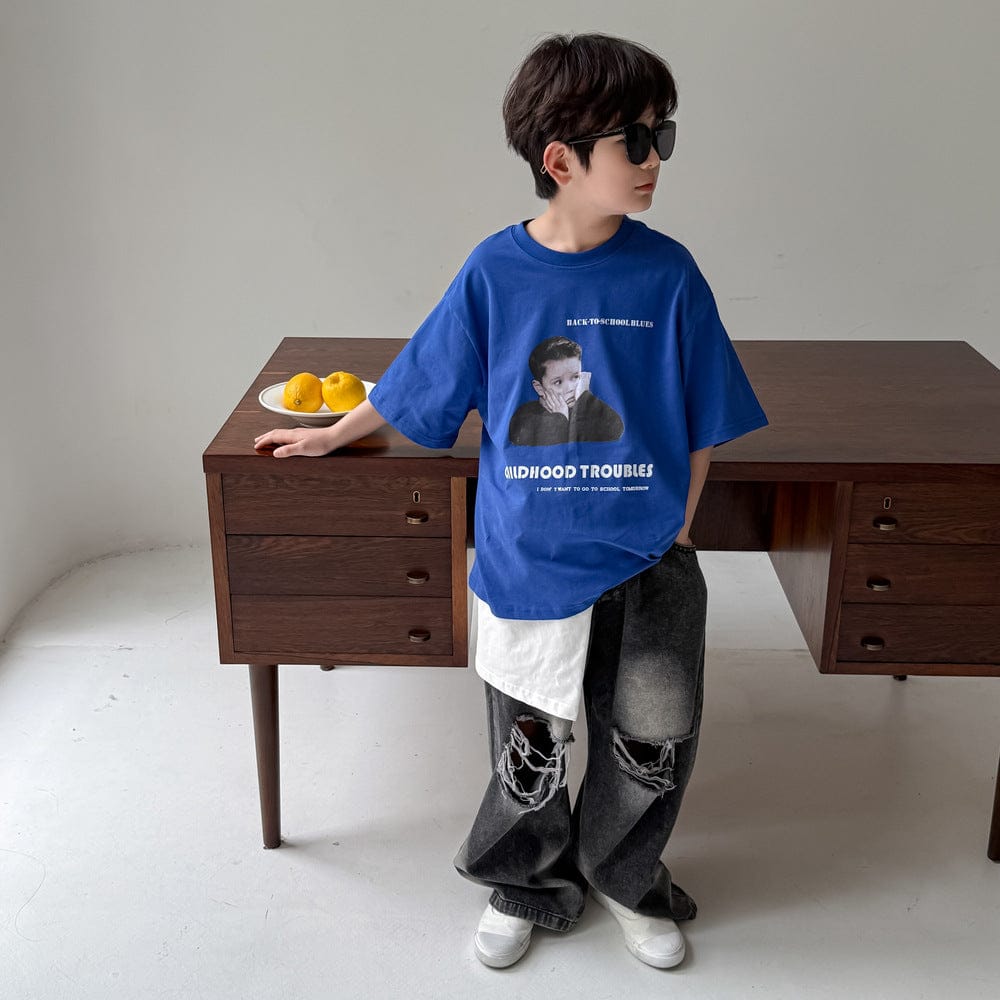 半袖Tシャツ Blue / 90cm フォトプリント半袖Tシャツ【mh0010073】