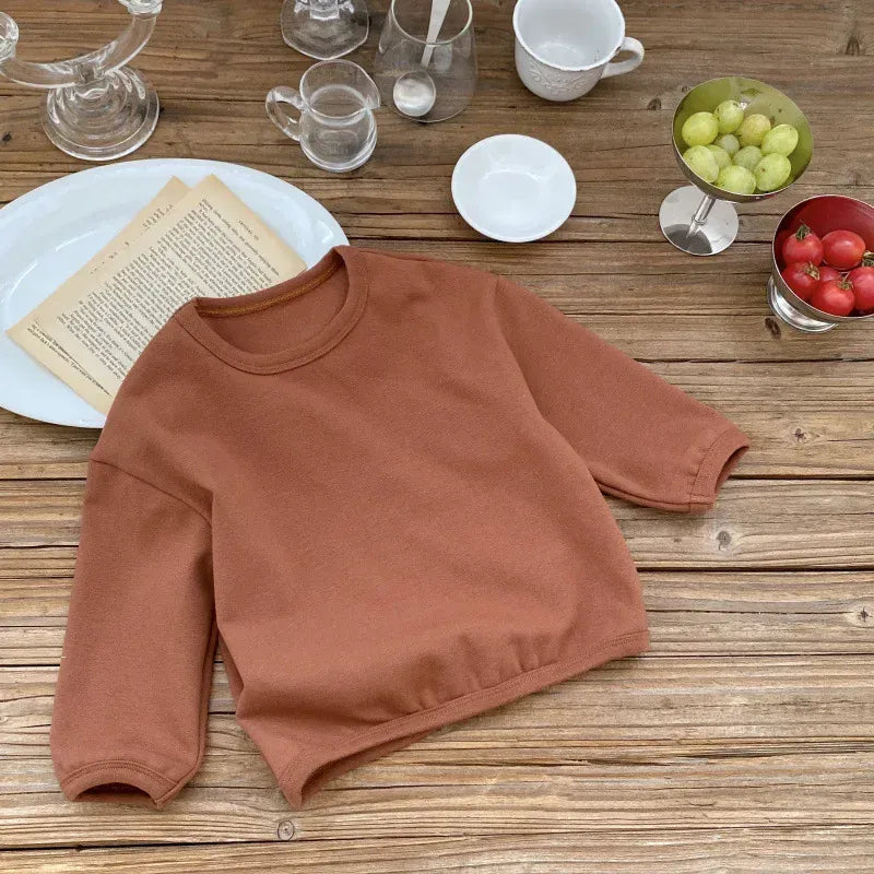 長袖Tシャツ camel / 80cm 9-12M キッズトップス シンプルベーシックボーダー/無地長袖Tシャツ【mh0007645】