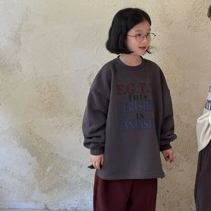 長袖Tシャツ Coffee / 90cm 1-2y キッズトップス レターロゴプリント厚手長袖Tシャツ 2カラー【mh0007573】