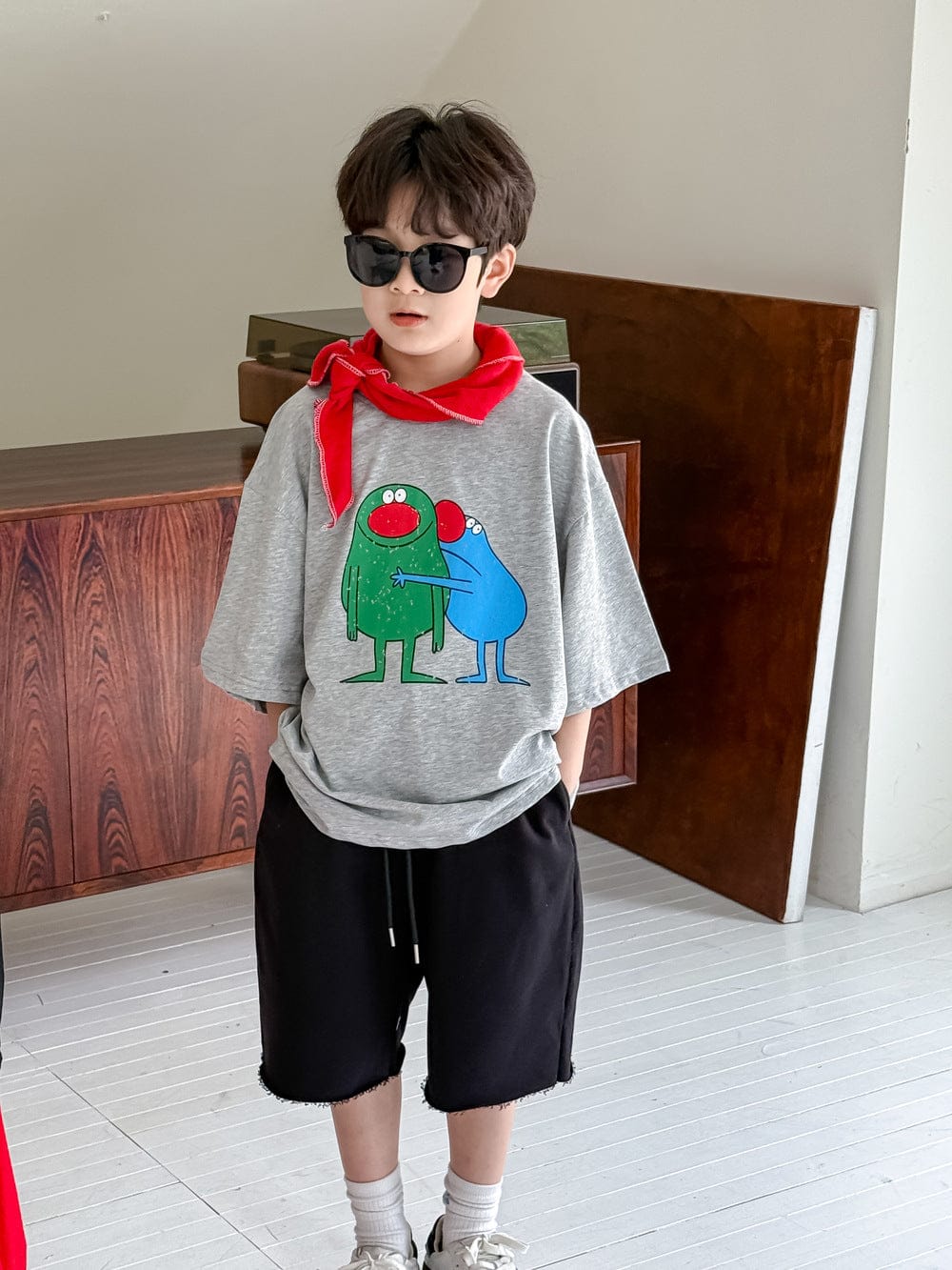 半袖Tシャツ Gray / 90cm キャラクタープリント半袖Tシャツ【mh0010045】