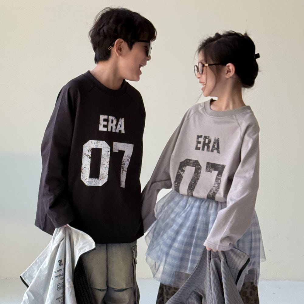 長袖Tシャツ Gray / 90cm ナンバーロゴプリントルーズ長袖Tシャツ【mh0010940】