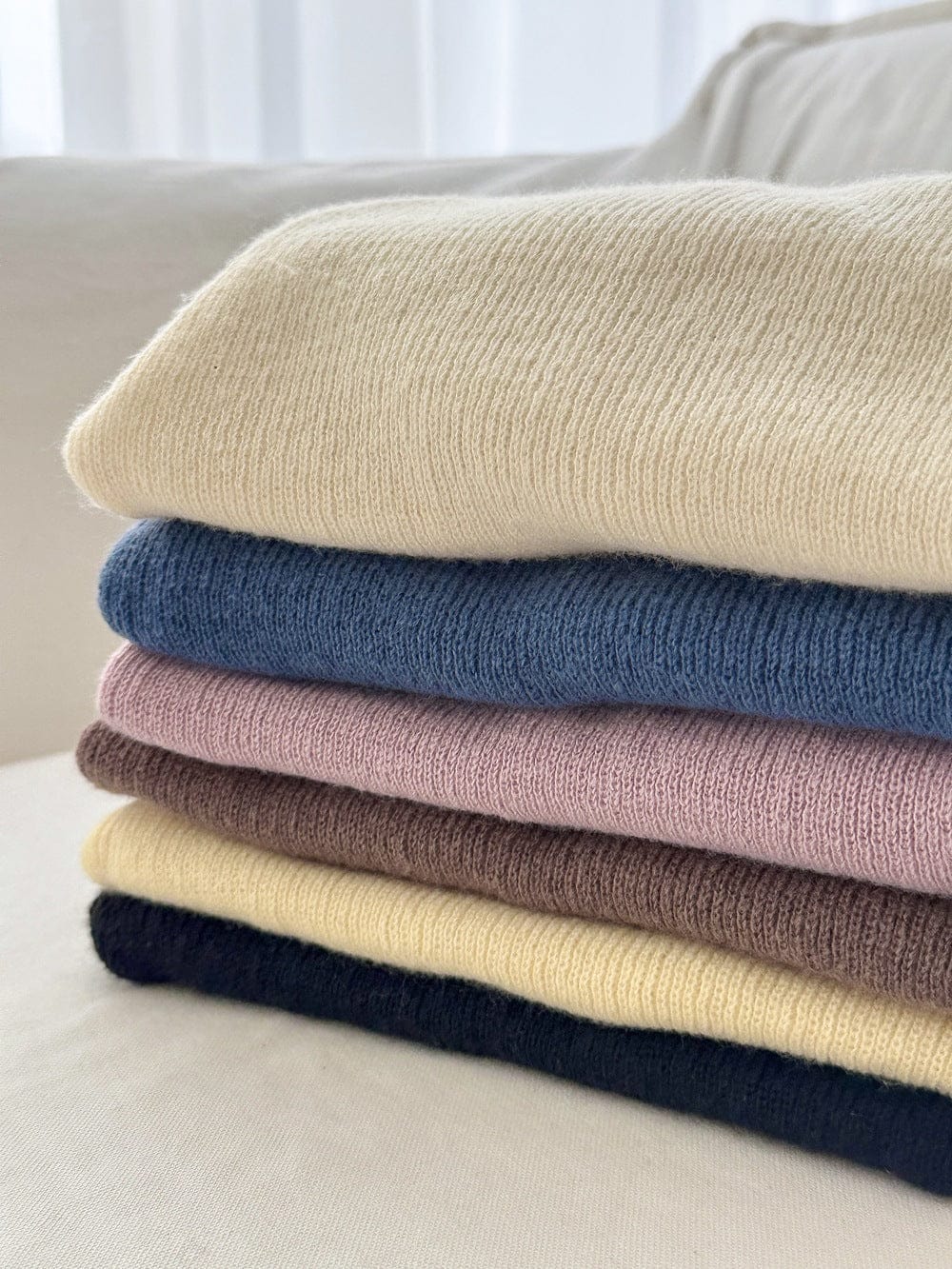 長袖Tシャツ 韓国風タートルネックリブニットプルオーバー/セータ【mh0010768】