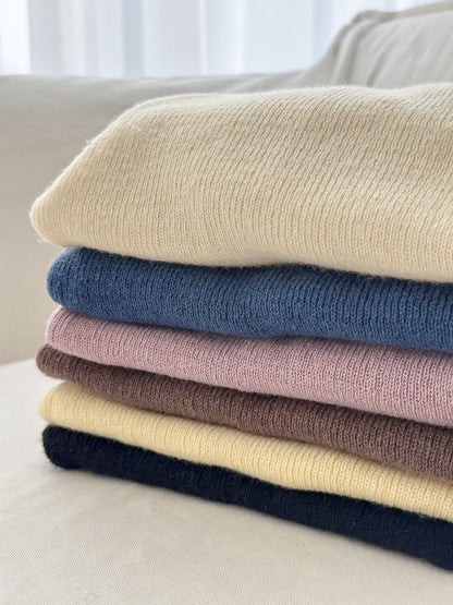 長袖Tシャツ 韓国風タートルネックリブニットプルオーバー/セータ【mh0010768】