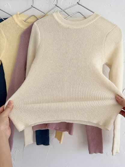 長袖Tシャツ 韓国風タートルネックリブニットプルオーバー/セータ【mh0010768】