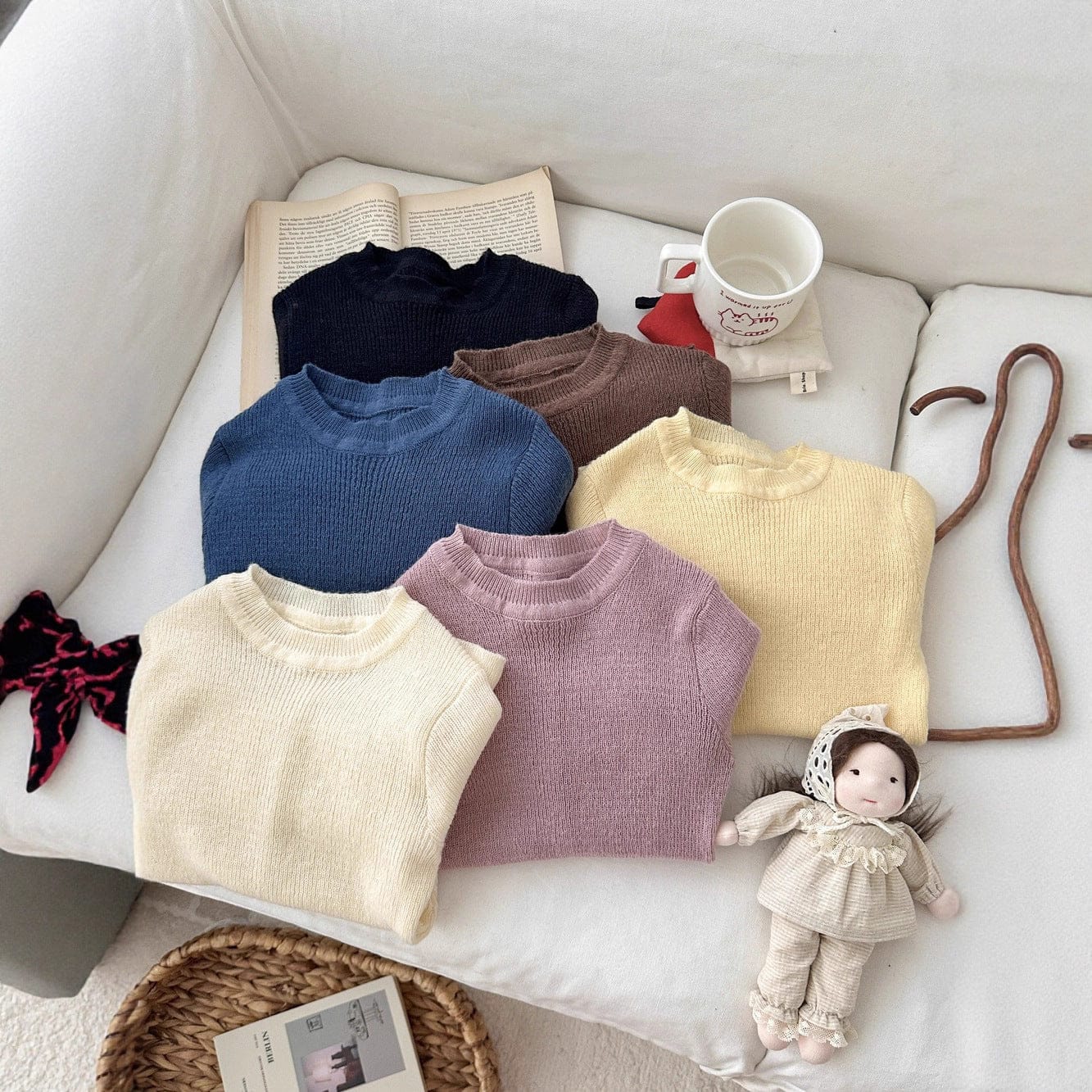 長袖Tシャツ 韓国風タートルネックリブニットプルオーバー/セータ【mh0010768】