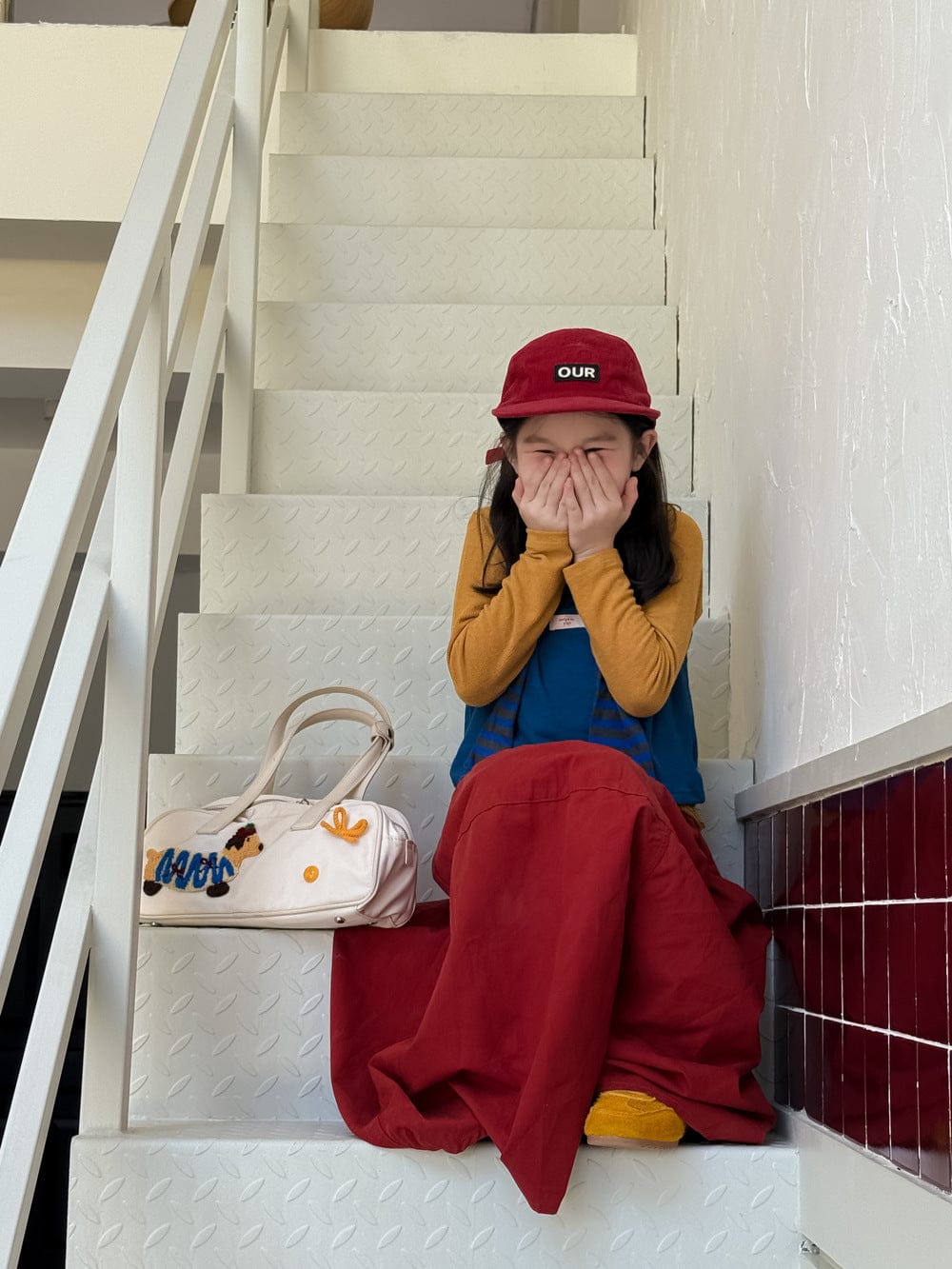 長袖Tシャツ mustard yellow undershirt / 90cm ロゴワッペンニットベスト/リブ編み長袖Tシャツ 別売り【mh0010759】