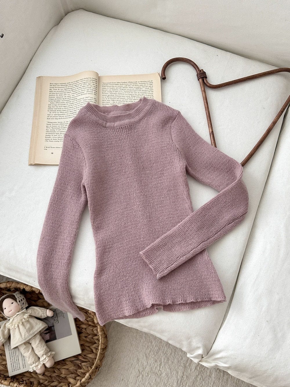 長袖Tシャツ Pink / 90cm 韓国風タートルネックリブニットプルオーバー/セータ【mh0010768】
