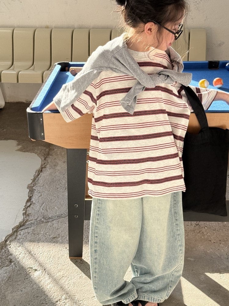 半袖Tシャツ Red / 90cm レトロボーダー半袖Tシャツ【mh0009688】