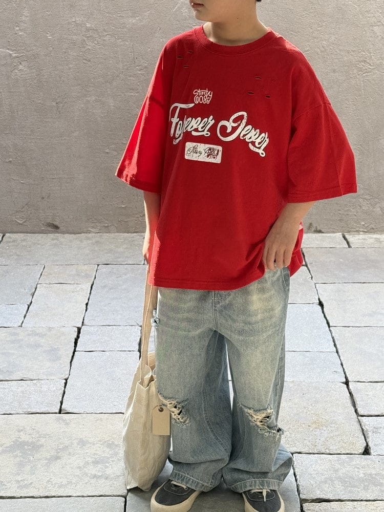 半袖Tシャツ Red / 90cm レターロゴプリント半袖Tシャツ【mh0009693】