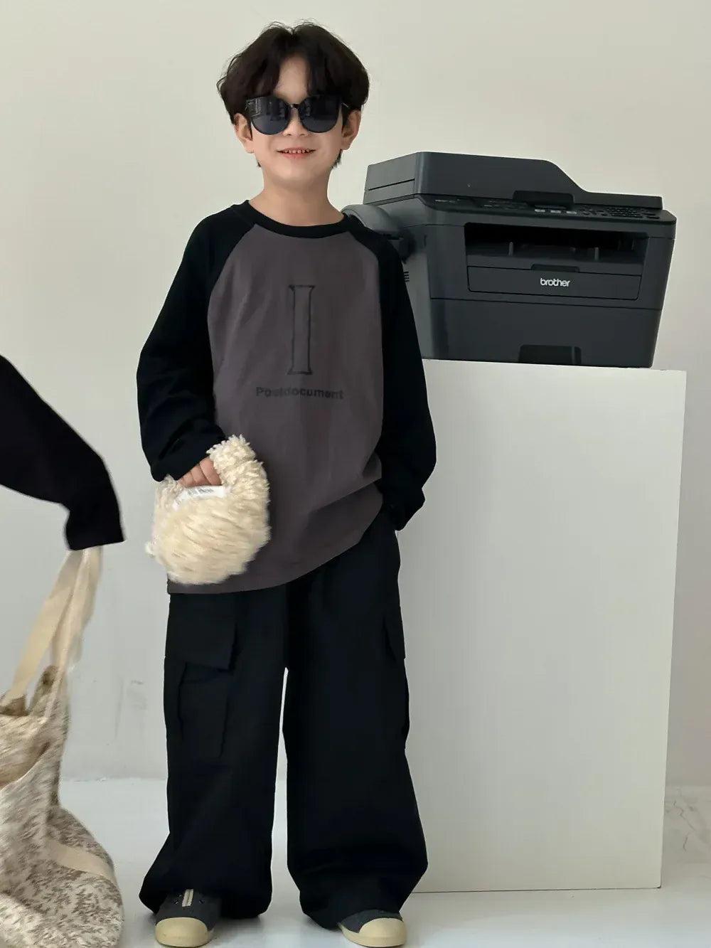 長袖Tシャツ キッズトップス パッチワークラグランスリーブプリント柄長袖Tシャツ 2カラー【mh0007370】