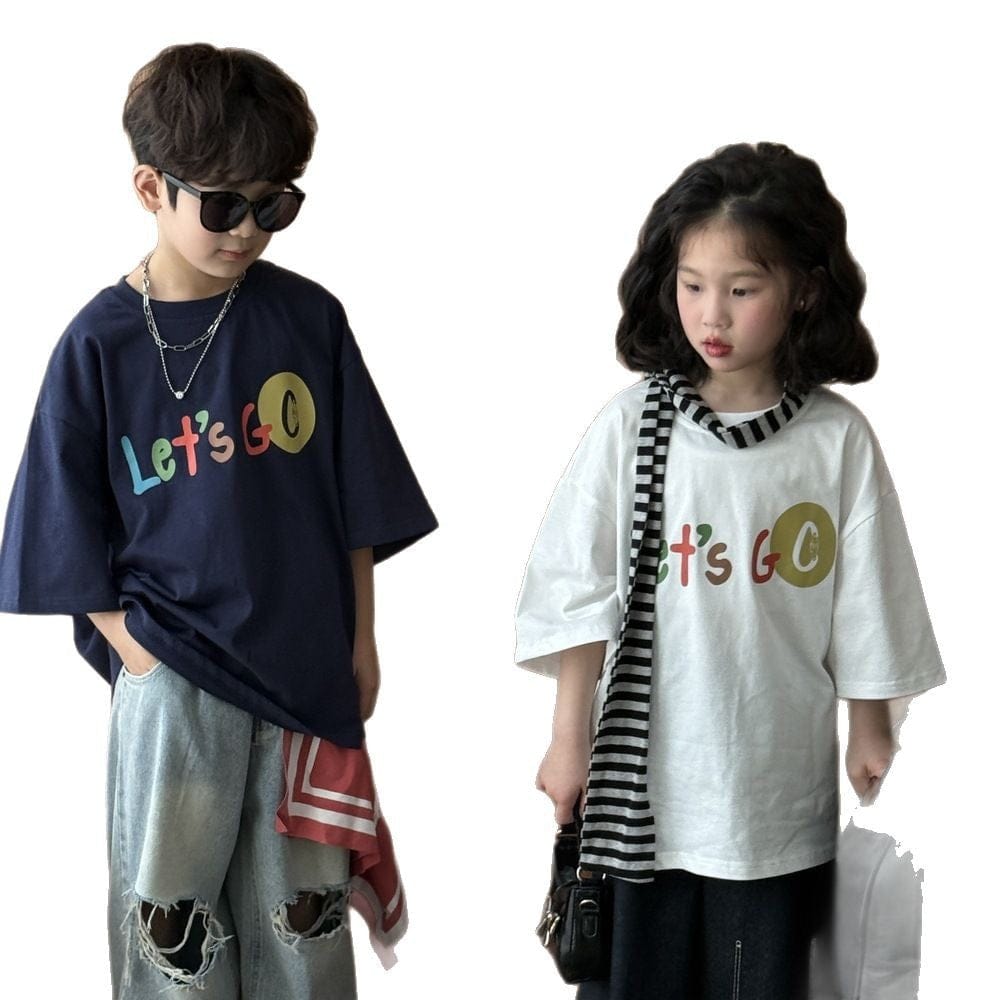 半袖Tシャツ カラフルレターロゴプリント半袖Tシャツ【mh0009679】