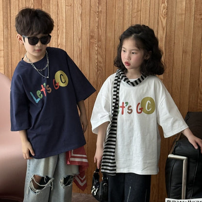 半袖Tシャツ カラフルレターロゴプリント半袖Tシャツ【mh0009679】