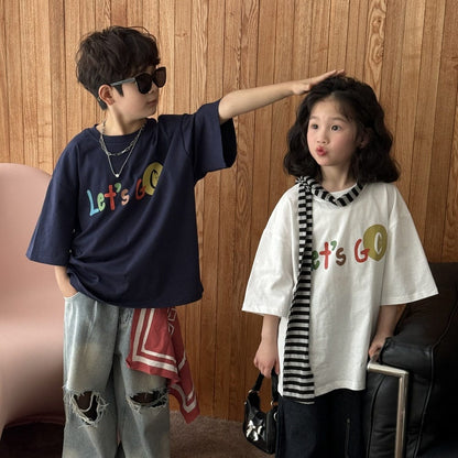 半袖Tシャツ カラフルレターロゴプリント半袖Tシャツ【mh0009679】