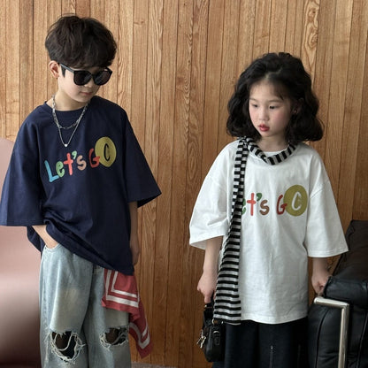 半袖Tシャツ カラフルレターロゴプリント半袖Tシャツ【mh0009679】