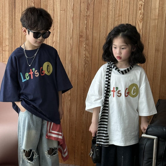 半袖Tシャツ カラフルレターロゴプリント半袖Tシャツ【mh0009679】