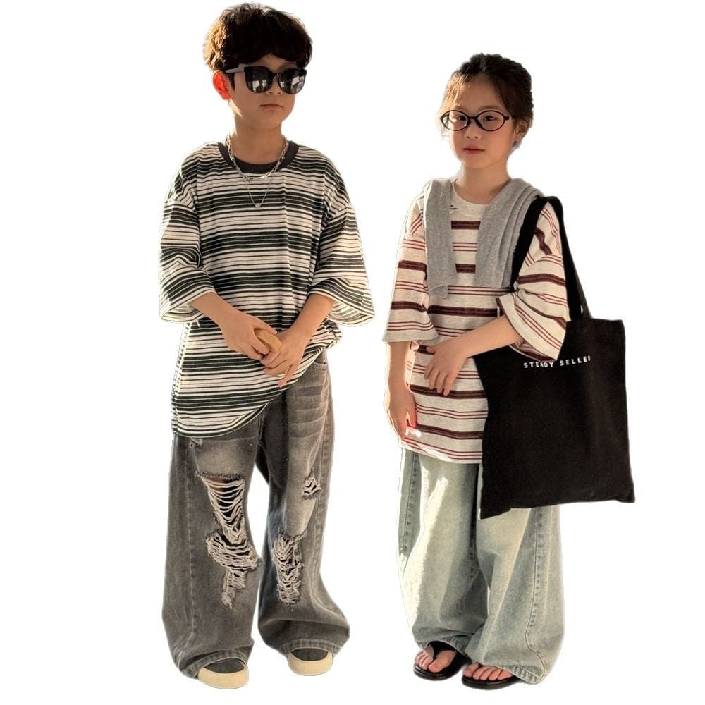 半袖Tシャツ レトロボーダー半袖Tシャツ【mh0009688】