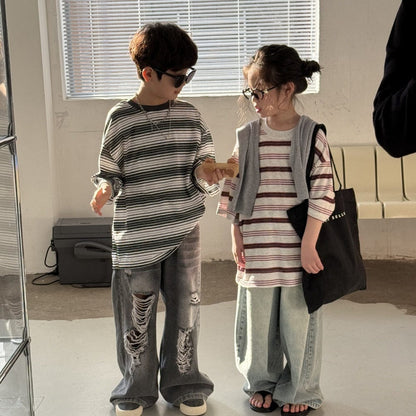 半袖Tシャツ レトロボーダー半袖Tシャツ【mh0009688】