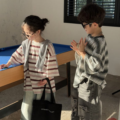 半袖Tシャツ レトロボーダー半袖Tシャツ【mh0009688】