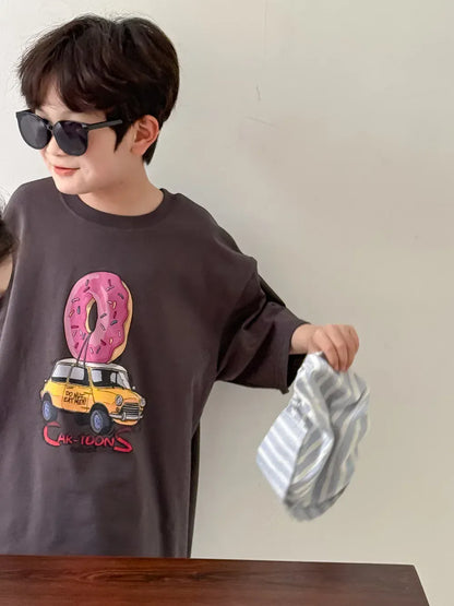 半袖Tシャツ ドーナツカープリント半袖Tシャツ【mh0010044】