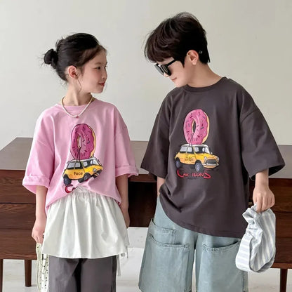 半袖Tシャツ ドーナツカープリント半袖Tシャツ【mh0010044】