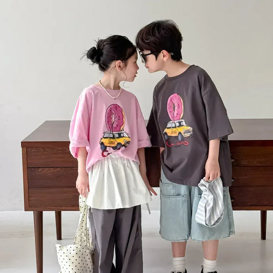 半袖Tシャツ ドーナツカープリント半袖Tシャツ【mh0010044】