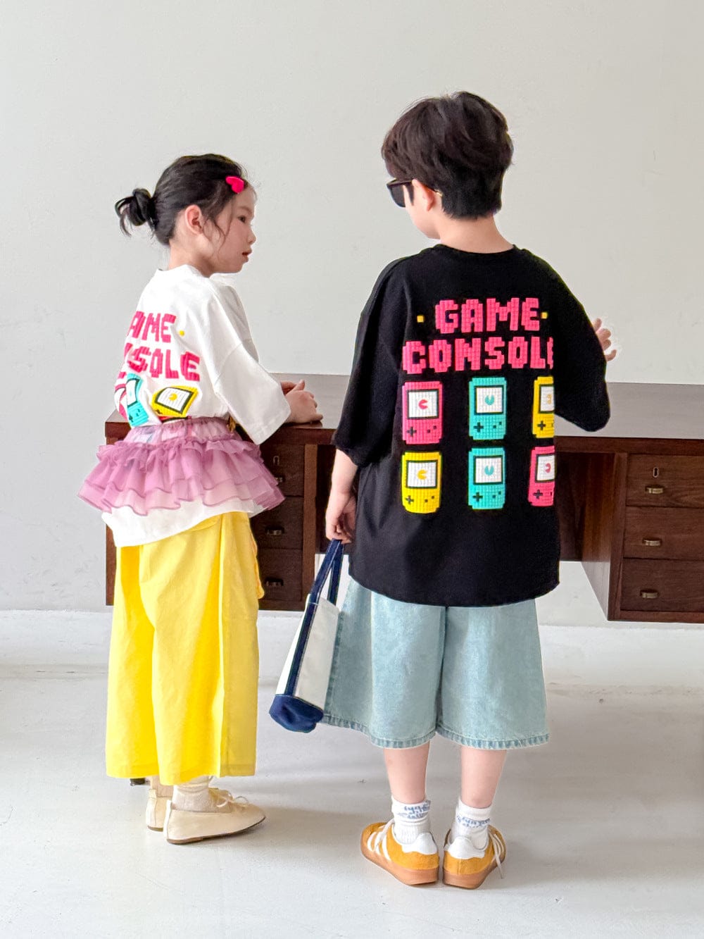 半袖Tシャツ レターゲームコンソール半袖Tシャツ【mh0010052】