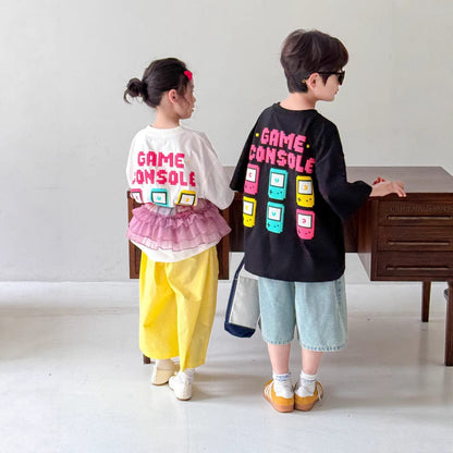 半袖Tシャツ レターゲームコンソール半袖Tシャツ【mh0010052】