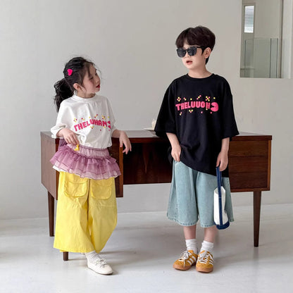 半袖Tシャツ レターゲームコンソール半袖Tシャツ【mh0010052】