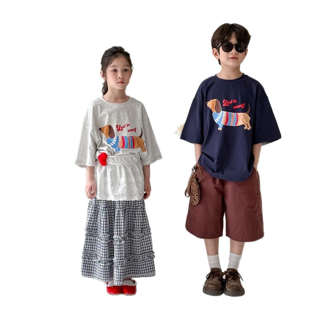 半袖Tシャツ ダックスフントプリント半袖Tシャツ【mh0010053】