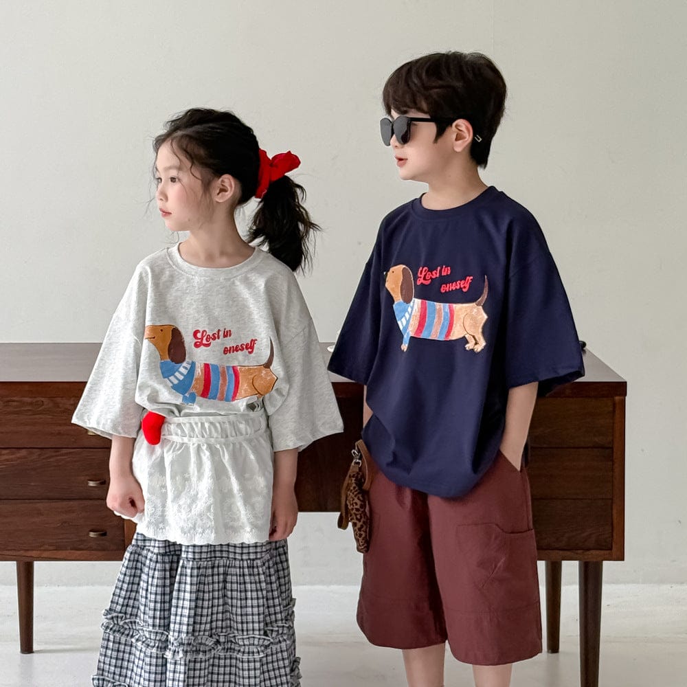 半袖Tシャツ ダックスフントプリント半袖Tシャツ【mh0010053】