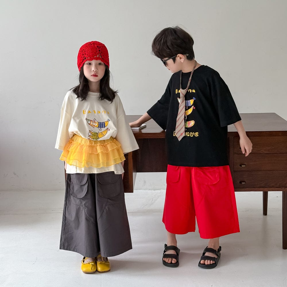 半袖Tシャツ レターバナナプリント半袖Tシャツ【mh0010056】