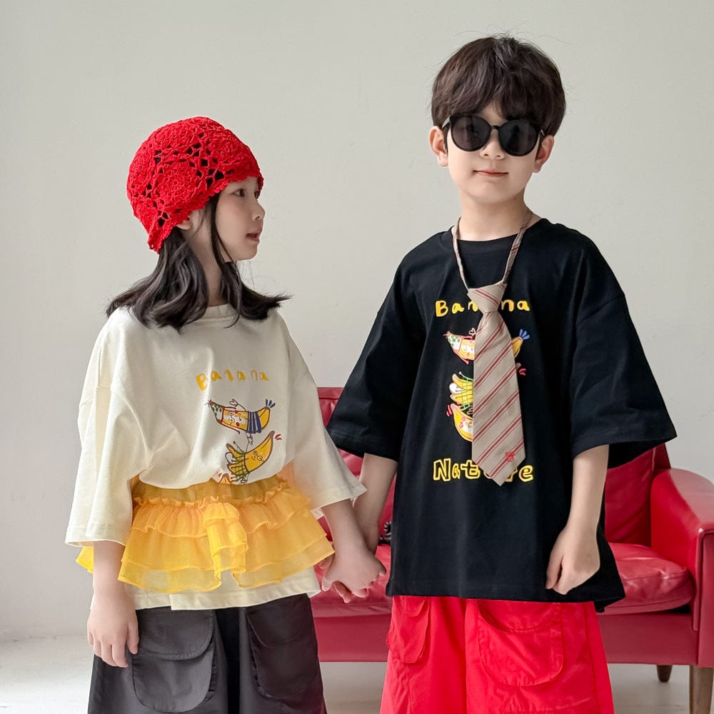 半袖Tシャツ レターバナナプリント半袖Tシャツ【mh0010056】