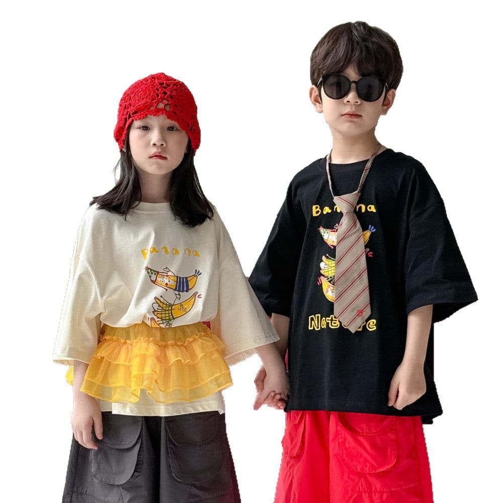 半袖Tシャツ レターバナナプリント半袖Tシャツ【mh0010056】