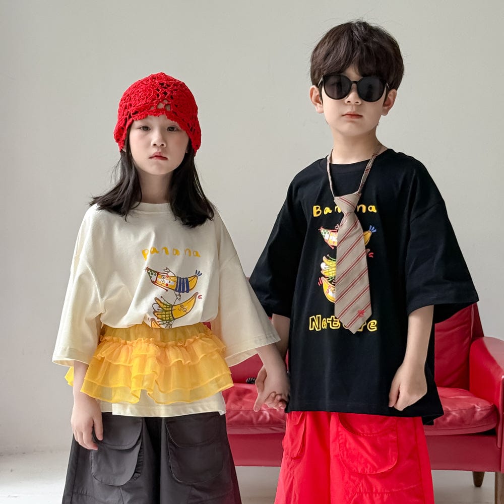 半袖Tシャツ レターバナナプリント半袖Tシャツ【mh0010056】